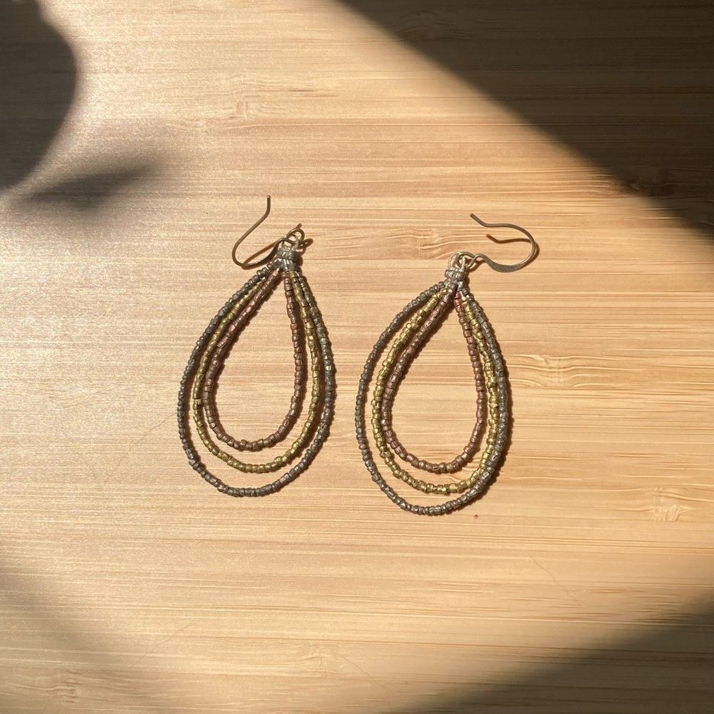 Triple Strand Beaded Earrings